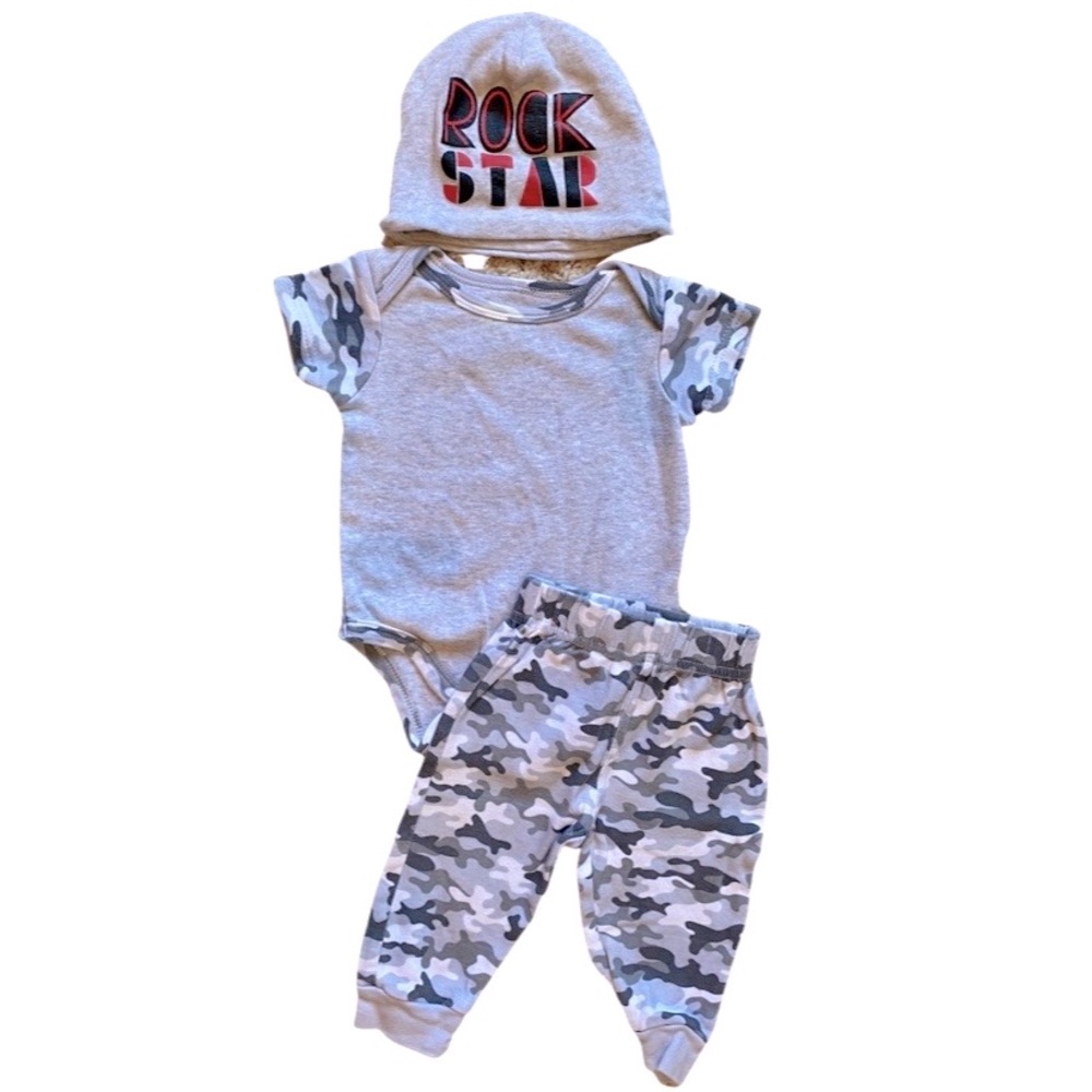 Baby Gear 3-6M Camo Rock Star Set